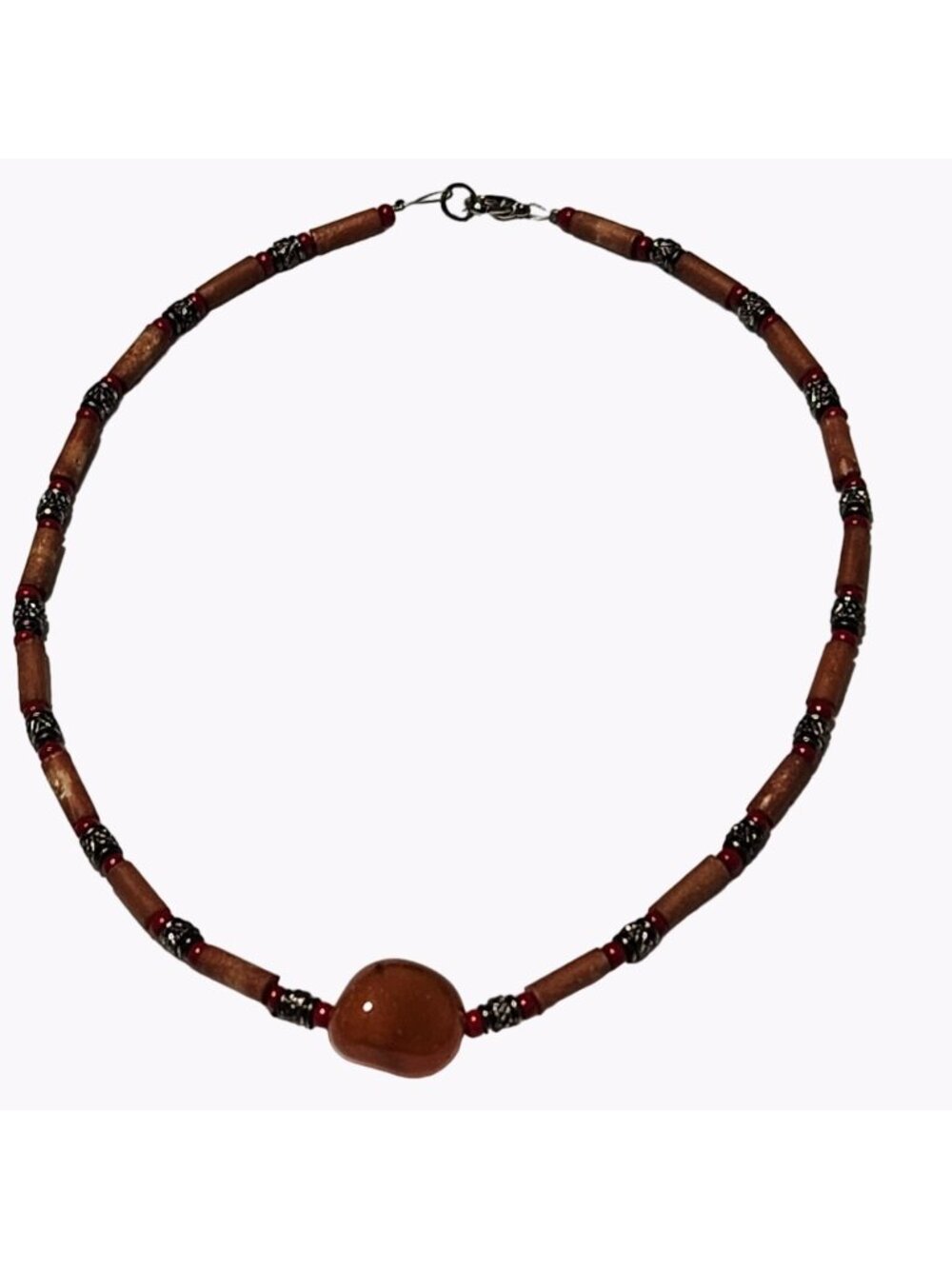 Retro Orange Gemstone Beaded Choker Necklace Boho Statement Fashion Jewelry